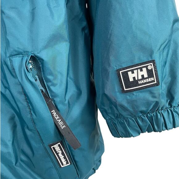 Helly Hansen Mens Large Packable Adjustable Rain Wind Full Zip Jacket Blue Flaws - Picture 4 of 16